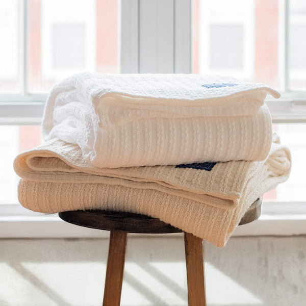 Soft cotton blanket cable weave made in usa online