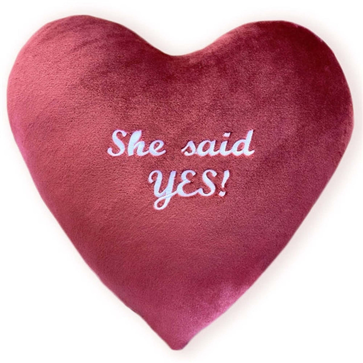 &quot;She Said YES!&quot; embroidered heart pillow - luster loft fleece heart pillow - Luster Loft Fleece - American Blanket Company