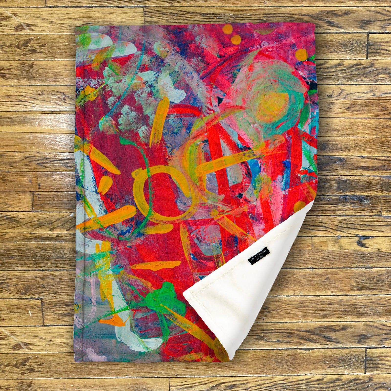 American Blanket Company - Luster Loft Blankets - Abstract art print on a white blanket