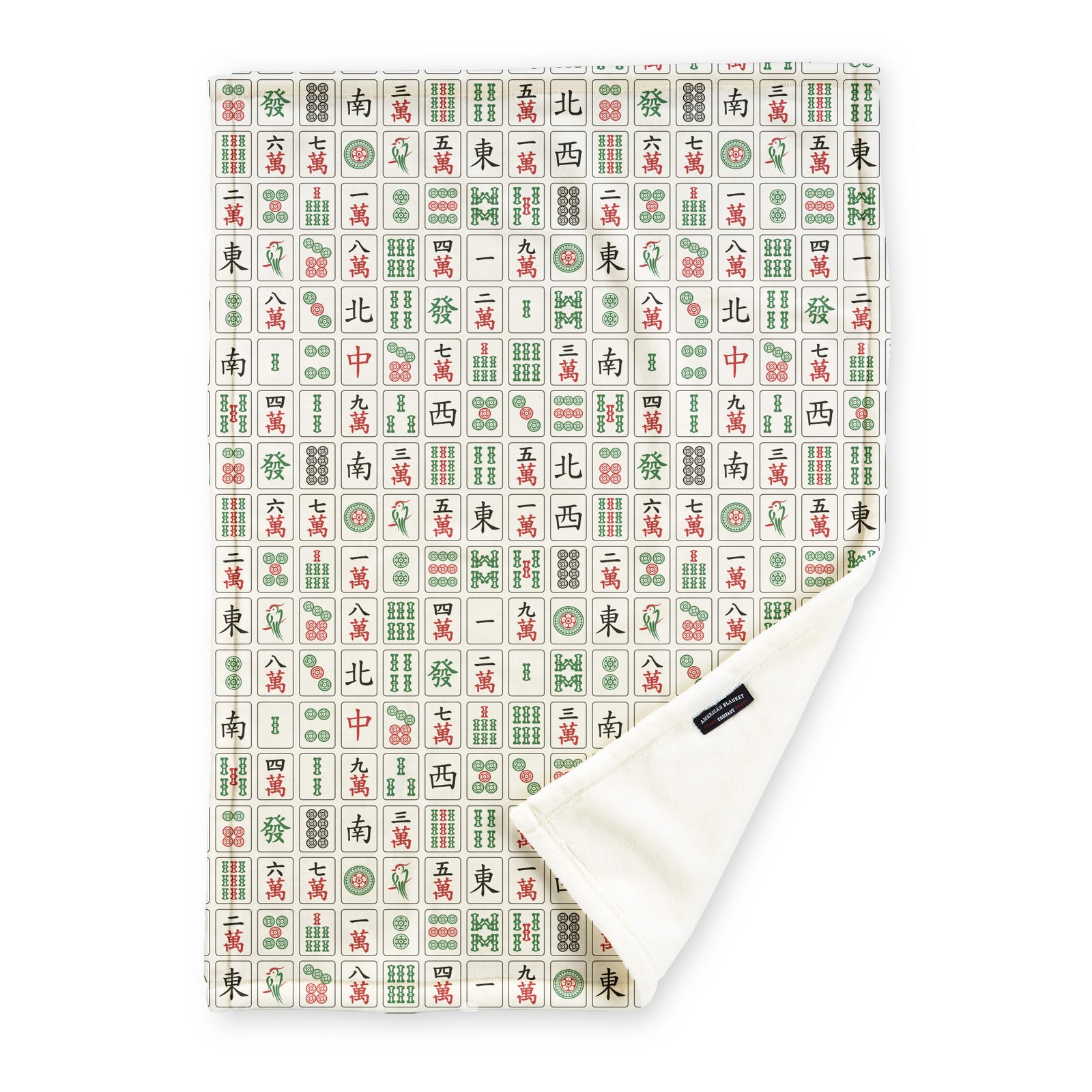American Blanket Company - Fleece Mahjong Blanket with an assortment of tiles