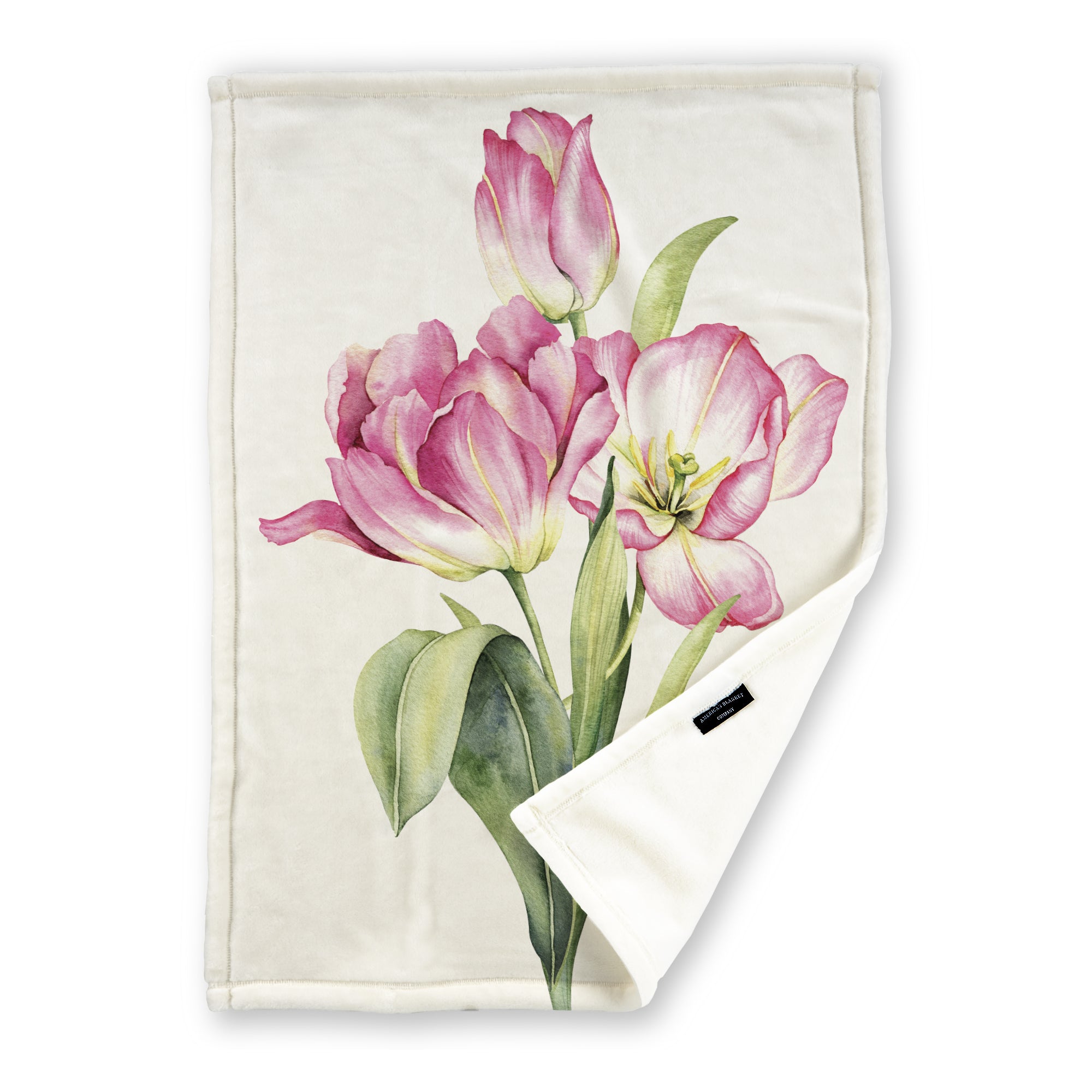 American Blanket Company - Fleece Blanket Printed Magenta Tulip Blanket