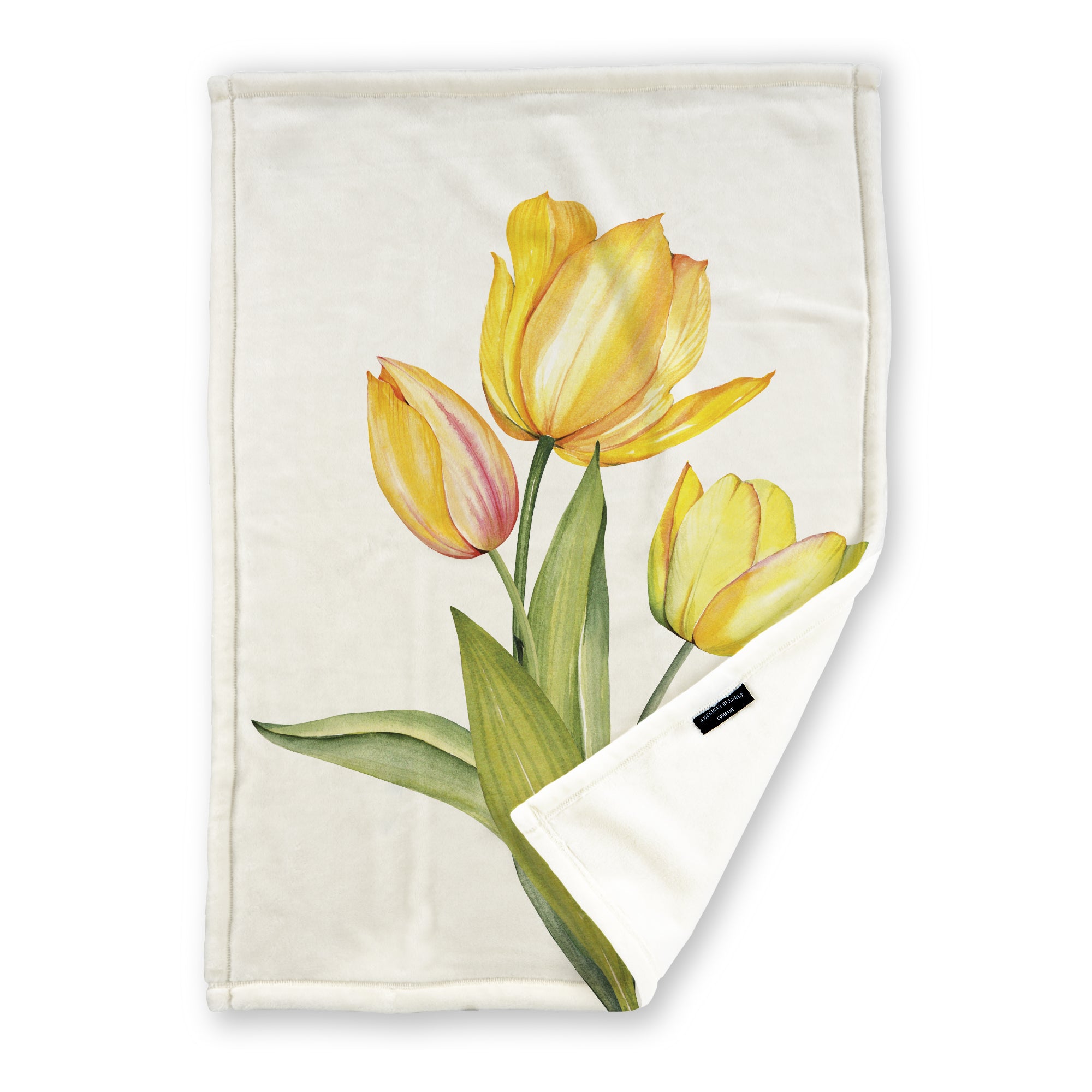American Blanket Company - Fleece Blanket Printed Yellow Tulip Blanket