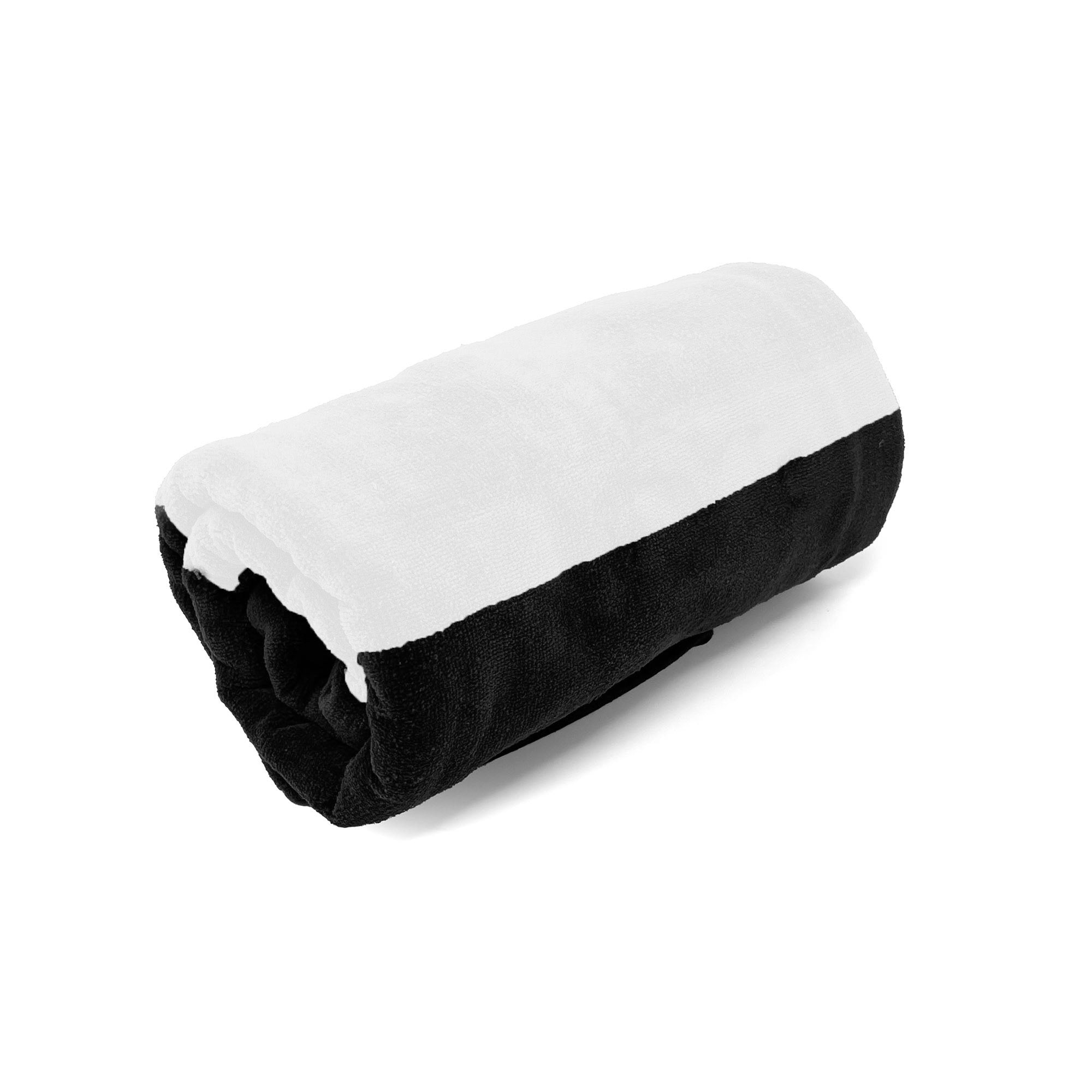 American Blanket Company - Rugby Stripe 100% Cotton Beach Towels -Blue and yellow rolled Rugby Striped 100% Cotton Towel on a white background.