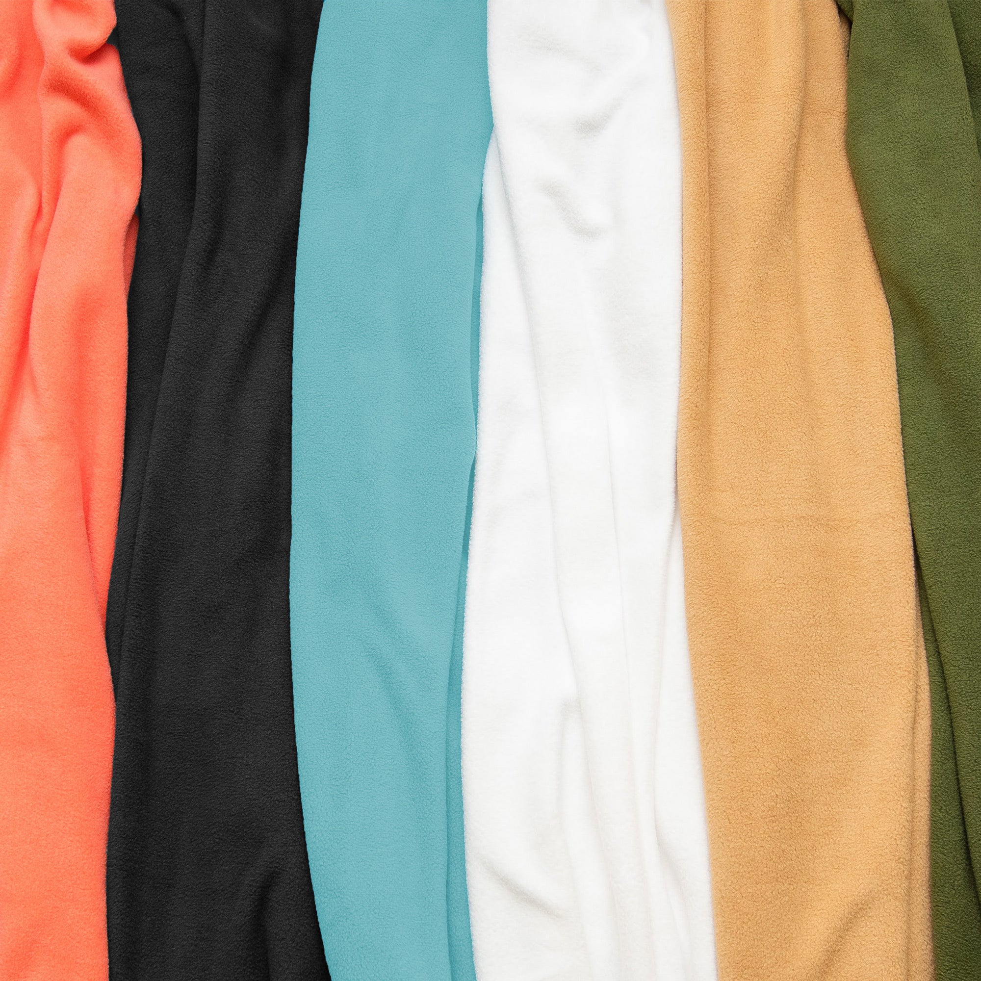 American Blanket Company - Peaceful Touch Throw Pillows - Tangerine, Black, light blue, brown, and olive fleece colors