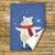 American Blanket Company - Luster Loft Fleece - A festive blue fleece throw blanket featuring a white polar bear wearing a red scarf, with snowflake decorations and a personalizable name space.
