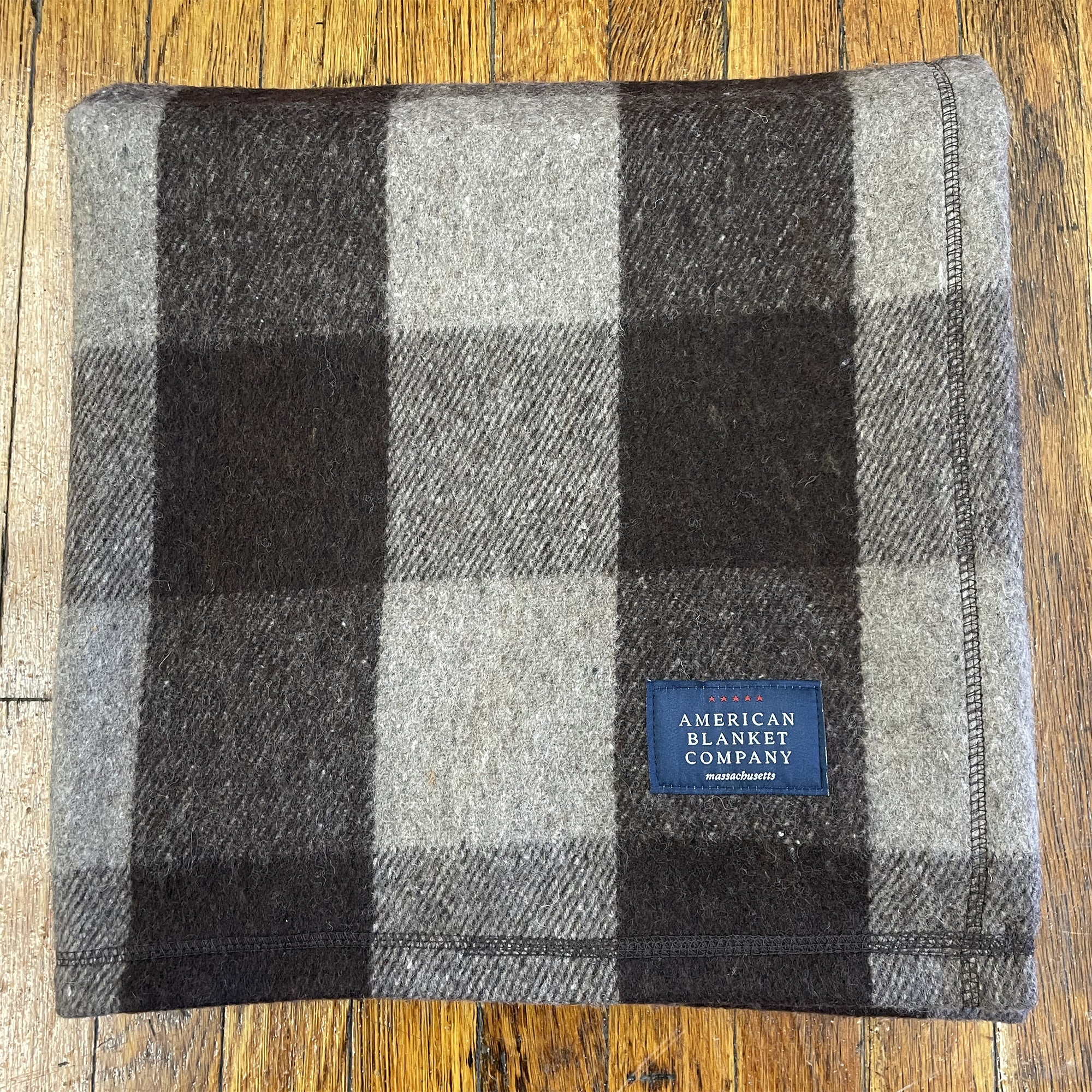 Recycled Wool Blanket - Brown Tan Plaid