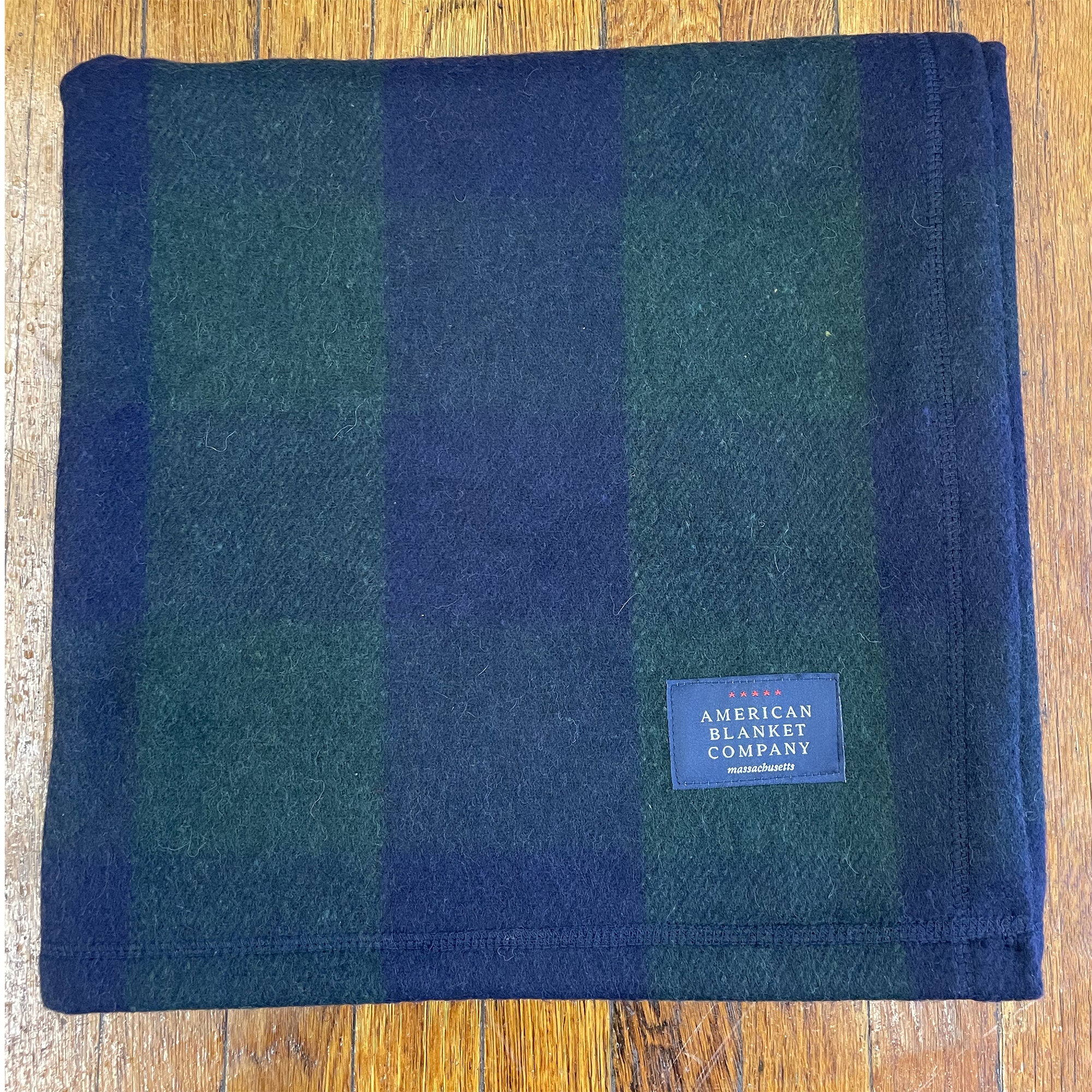 Recycled Wool Blanket - Green Blue Plaid