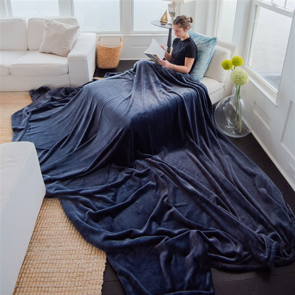 Patriot Blue - oversized fleece blanketsBiggest, Oversized, Fleece Blankets - Luster Loft - American Blanket Company