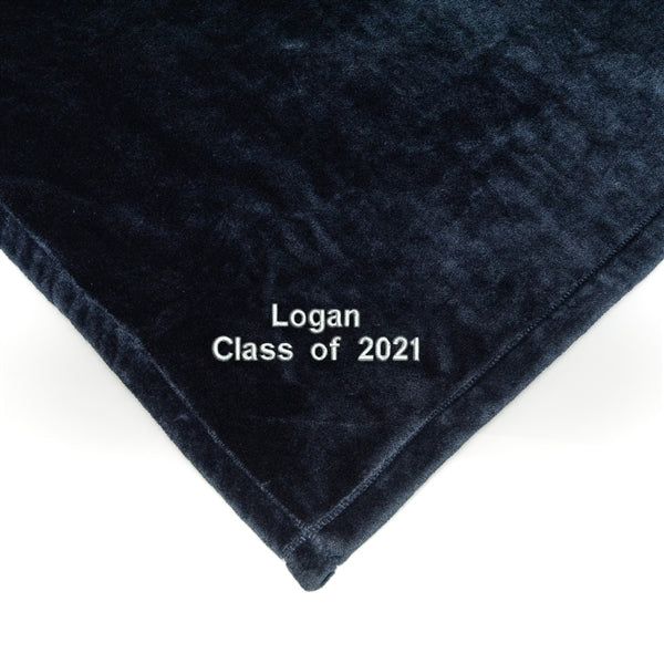 American Blanket Company - Blue Embroidered Luster Loft Blanket - Luster Loft Blanket and Pillow Case Set 