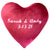 "Sarah & Andy 3-13-21" Embroidered red heart pillow - luster loft fleece heart pillow - Luster Loft Fleece - American Blanket Company