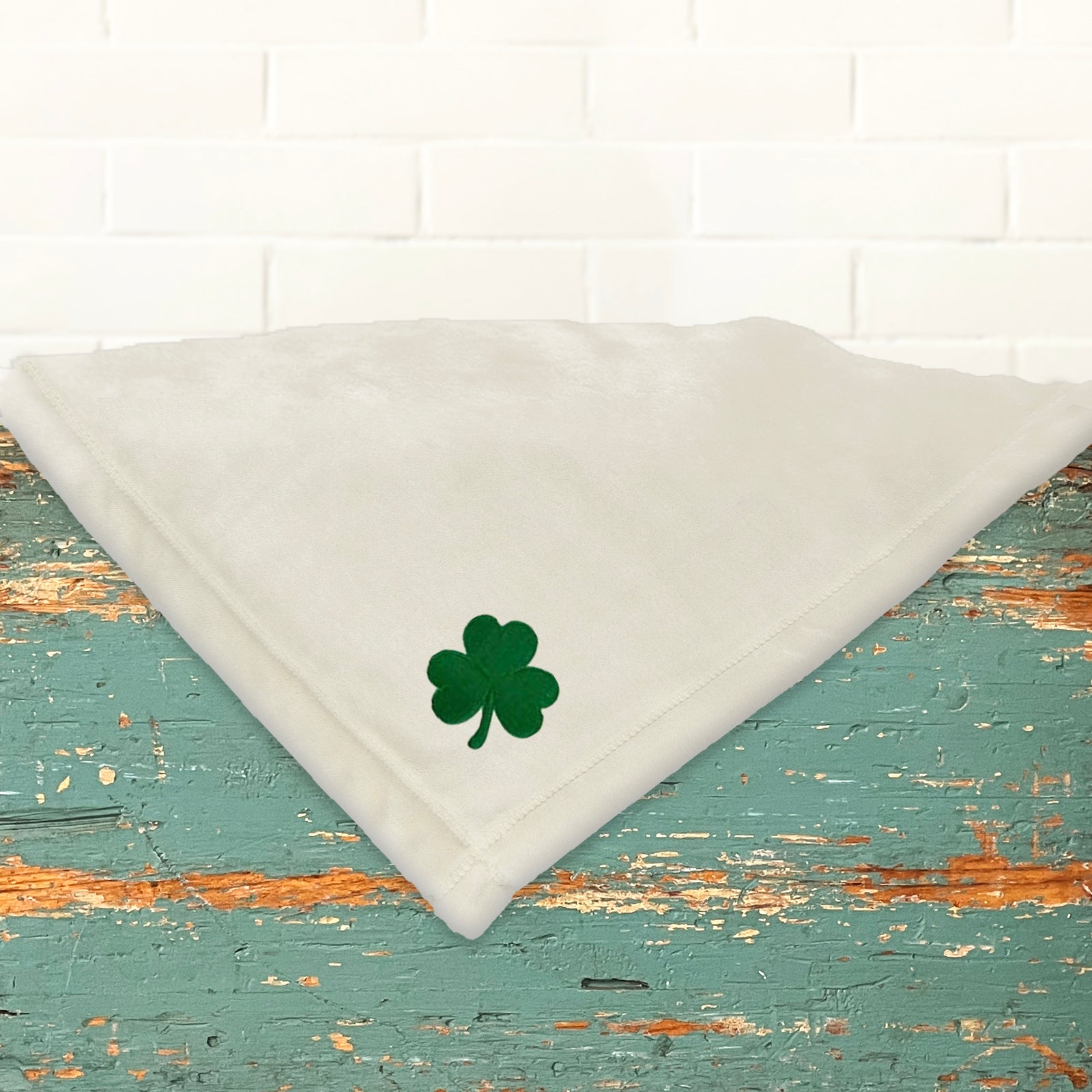 American Blanket Company - Luster Loft Fleece Blanket - irish shamrock embroidered Cotton Ball fleece blanket 