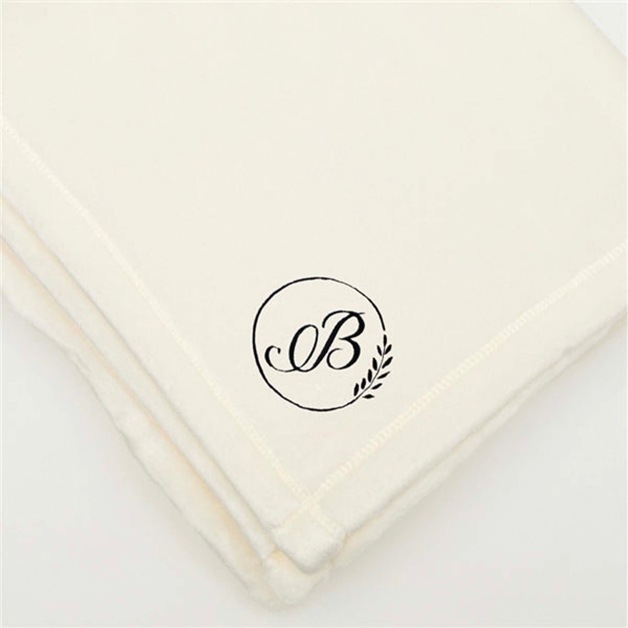 American Blanket Company - Luster Loft Fleece Throw Blankets - Embroidered Wedding blankets with ivy circle and initials