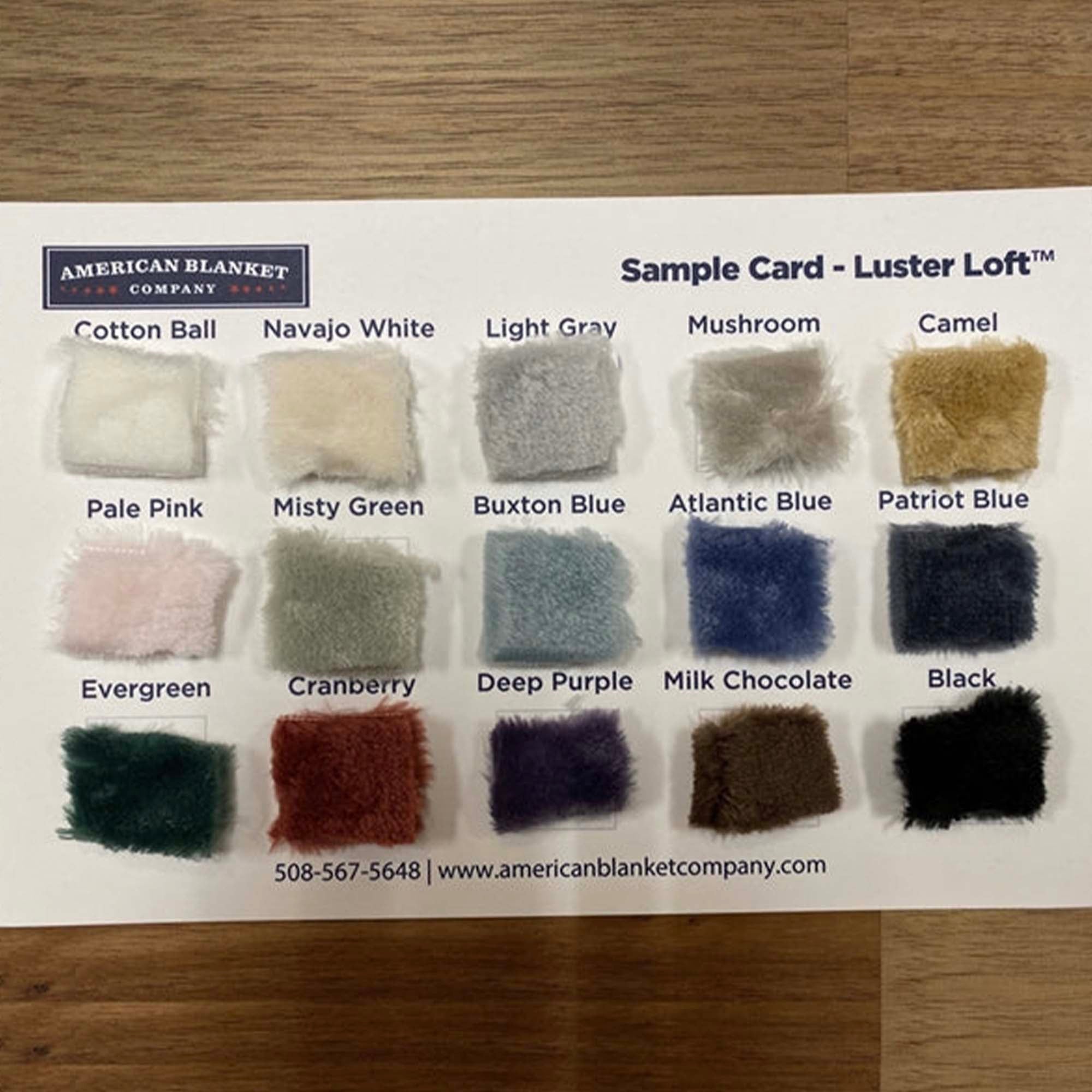 American Blanket Company - Sample Card - Luster Loft fleece