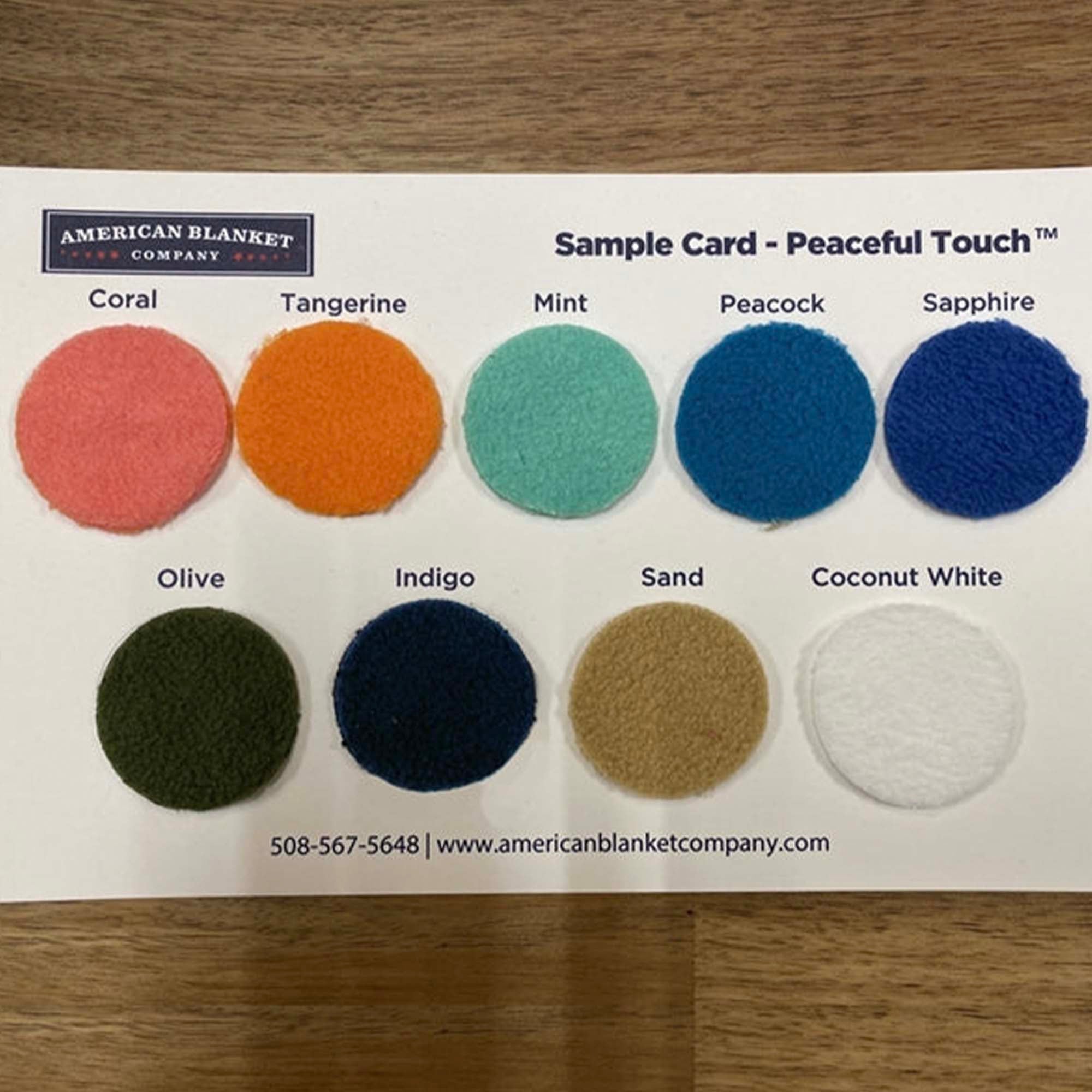 American Blanket Company - Sample Card - Peaceful Touch Fleece