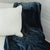 Navy Colored Luster Loft Fleece Throw Blanket on bed - Luster Loft Fleece Blankets - Luster Loft Fleece Throws - American Blanket Company