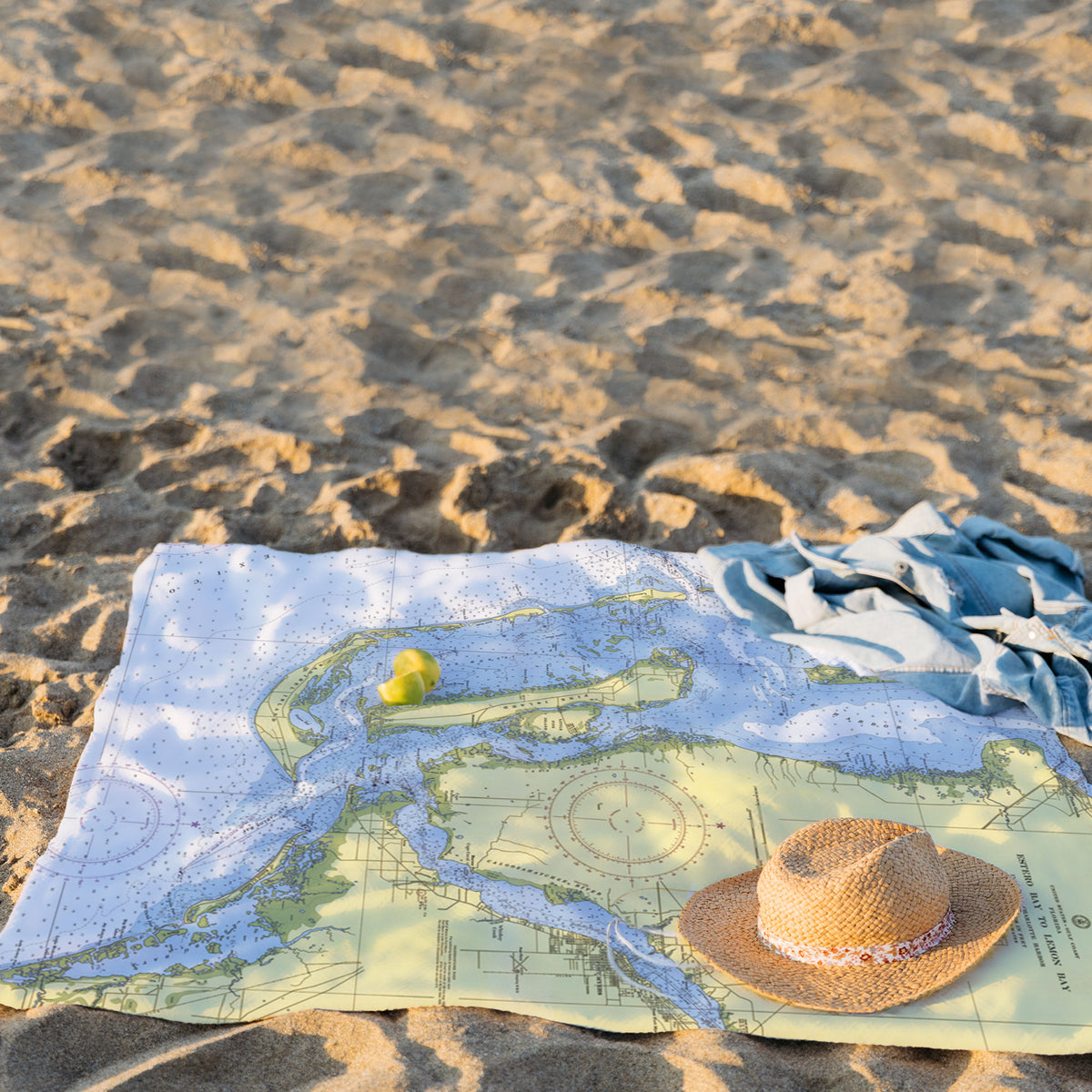Sanibel Florida Map Blanket On The Beach - Florida - Printed Nautical Map Fleece Blanket - American Blanket Company