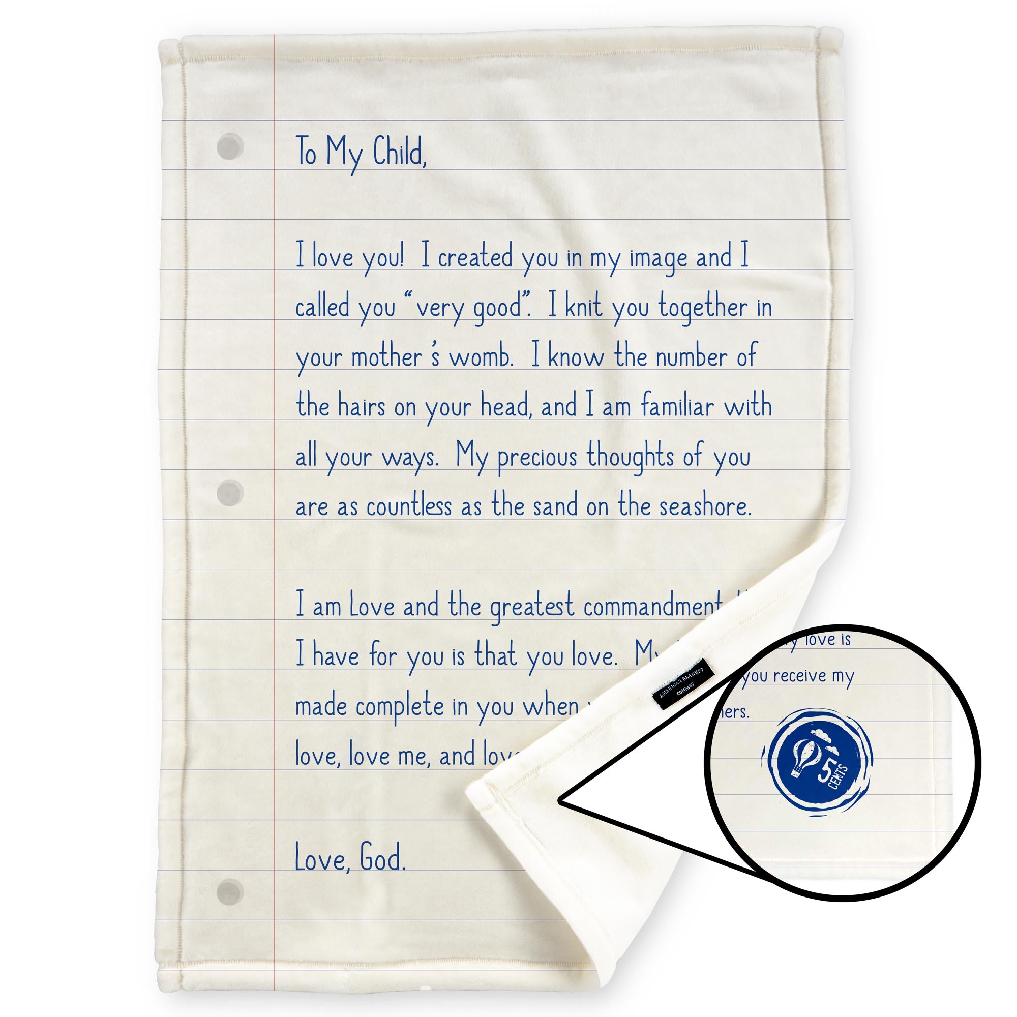 American Blanket Company - Letter from god Fleece Blanket - Luster Loft Fleece Blanket - Printed Blanket 