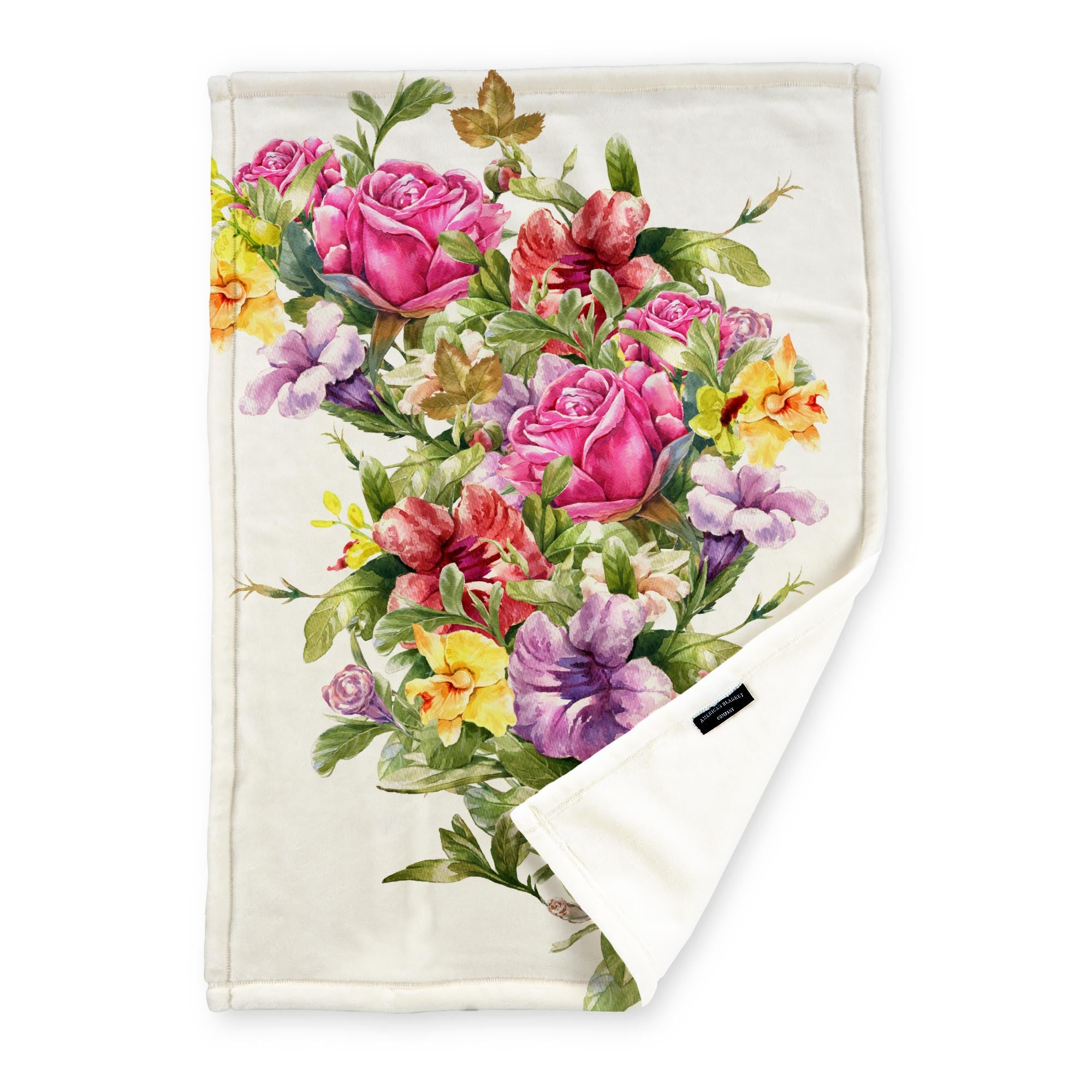 American Blanket Company - Watercolor Bouquet Printed Throws | Flower Blankets - Luster Loft Printed Fleece Blankets